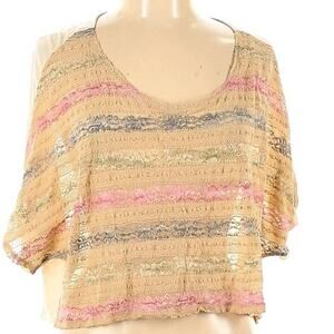 American Eagle Outfitters Women's High-Low Lace Overlay Top Size Large